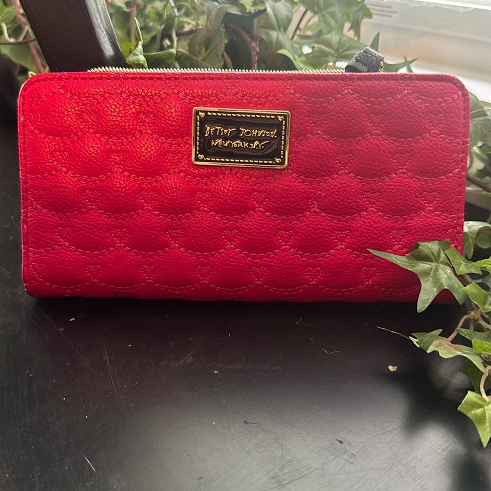 NWOT Betsy Johnson hot pink wallet clutch